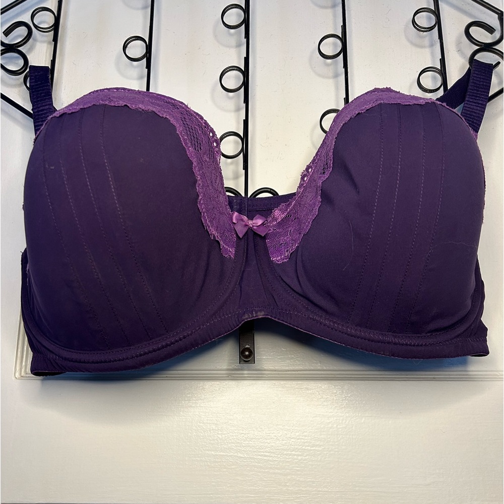 Purple Laced embellished Bra